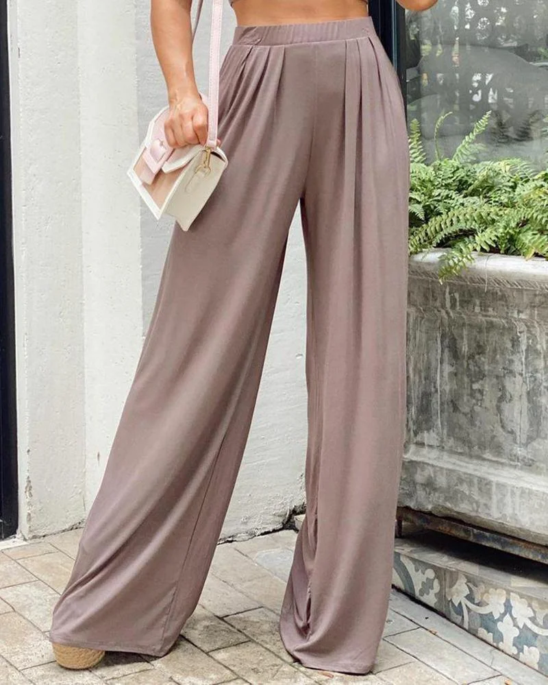 Solid color casual two-piece suit