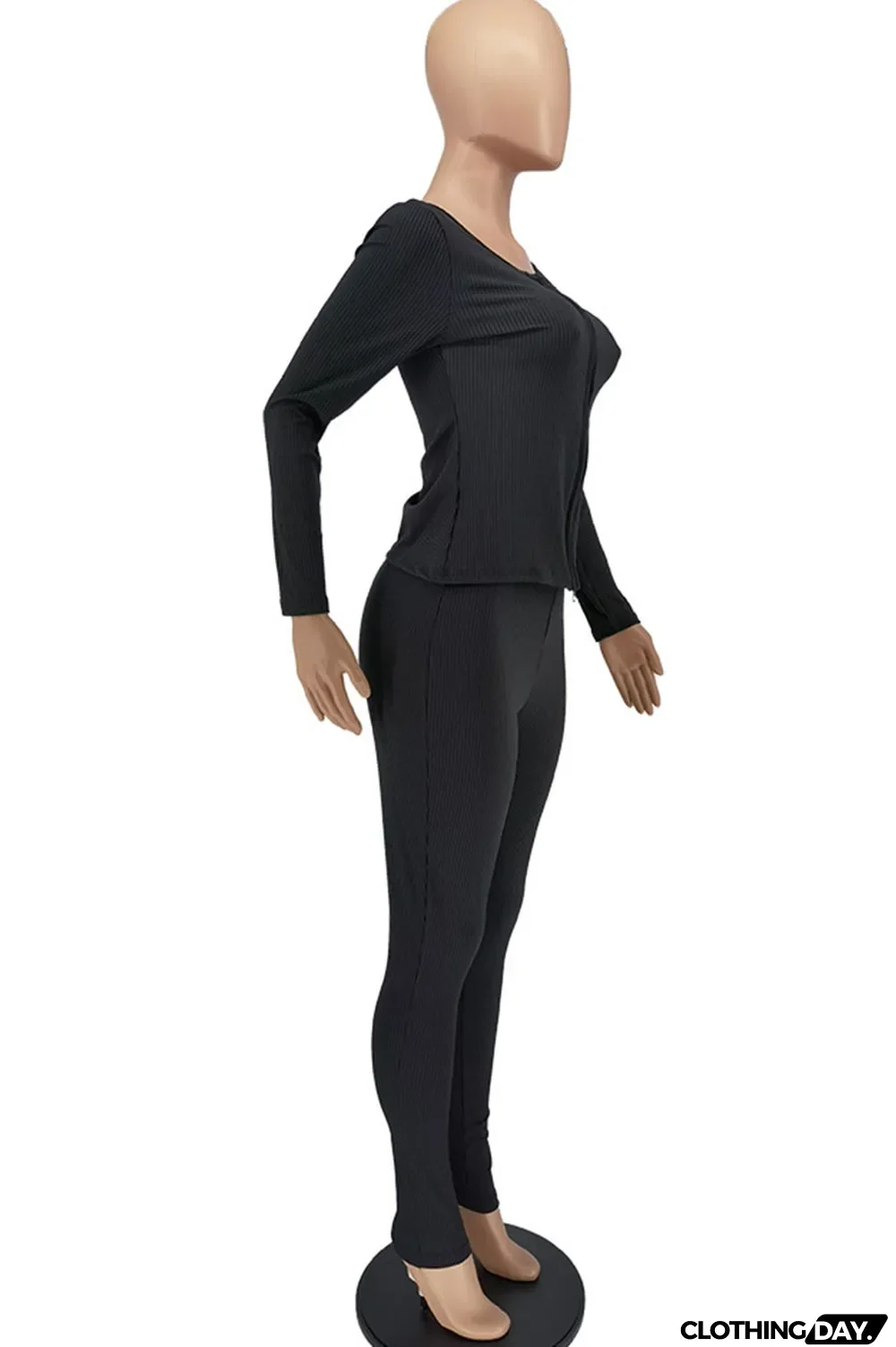 White Casual Solid Split Joint Zipper Long Sleeve Two Pieces