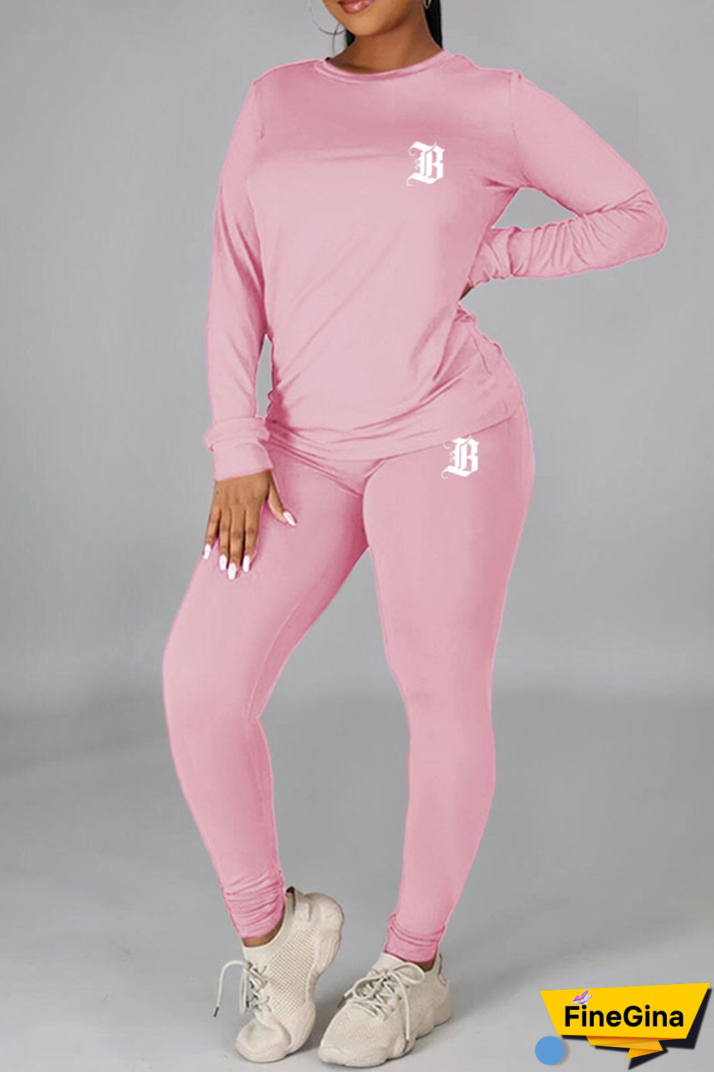 Burgundy Casual Print Patchwork O Neck Long Sleeve Two Pieces