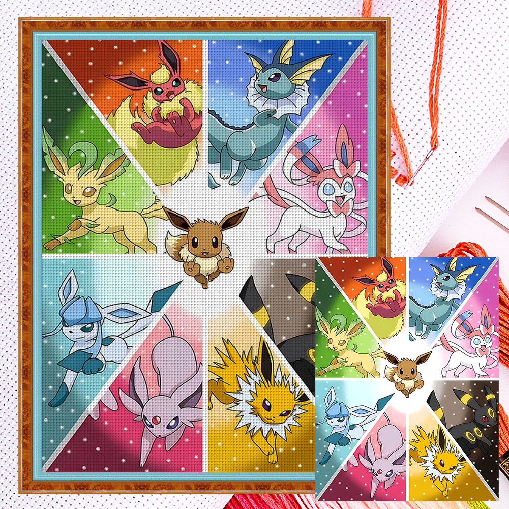 Pokémon Full 11CT Counted Canvas(50*65cm) Cross Stitch