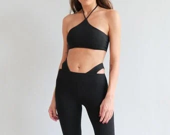 pornhint Pornhint Organic Bamboo Cotton leggings, Super soft and comfy cut out long leggings with stirrup cuffs