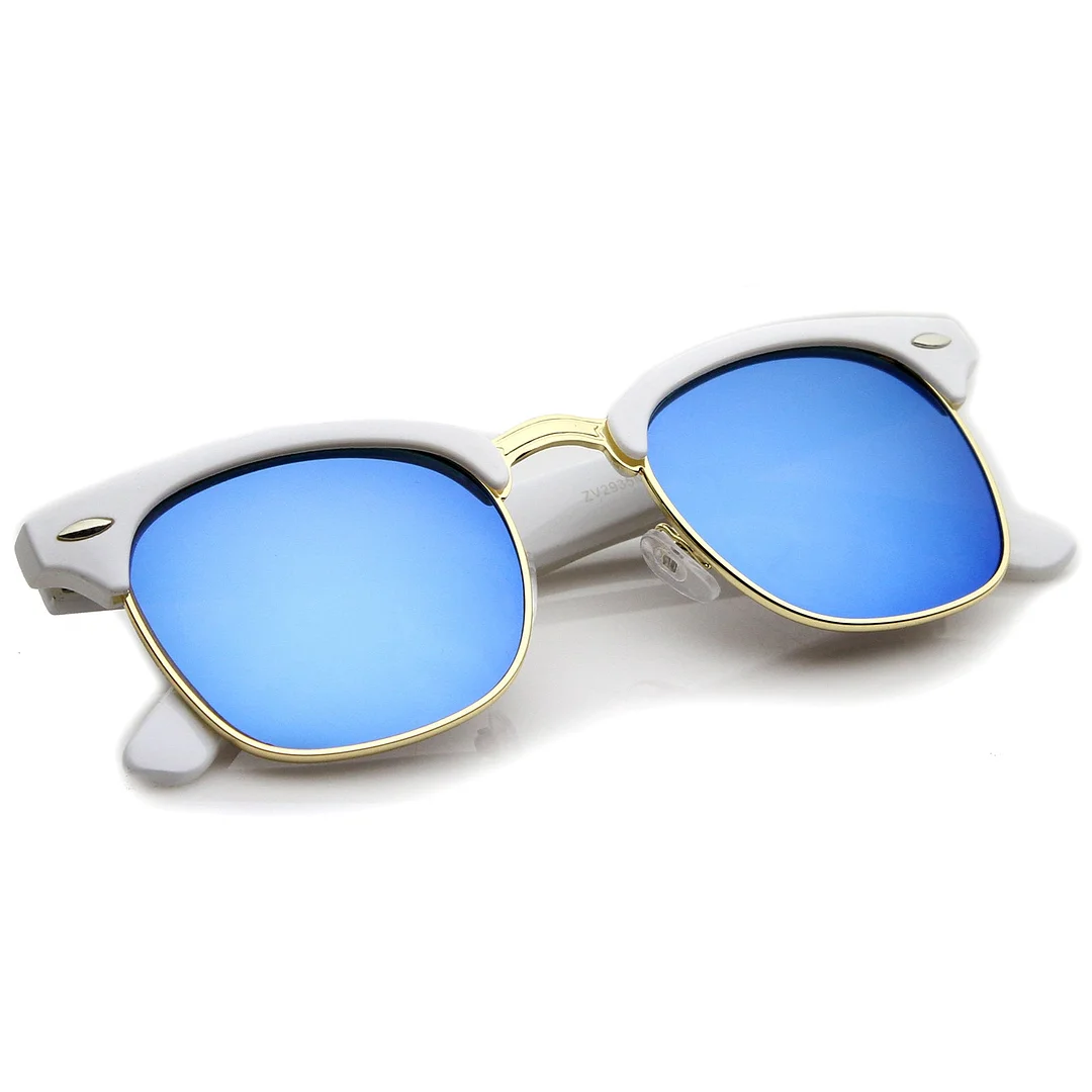 Premium Half Frame Colored Mirror Lens Horn Rimmed glasses 50mm