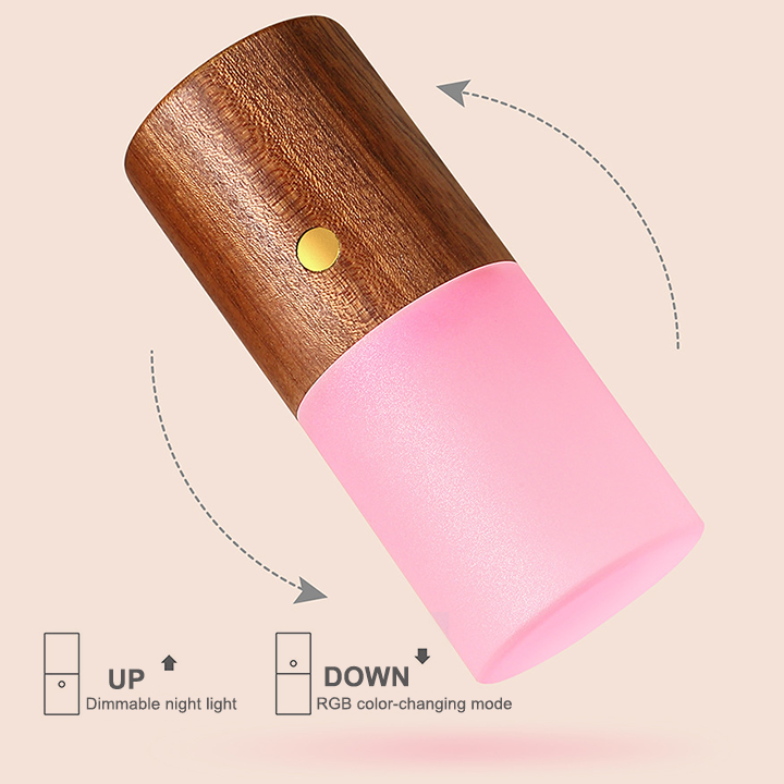 Wood RGB Night Light - Flip Color Changing Table Lamp With 3 Level ...