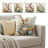 Set of 4 Easter Throw Pillow Covers 17.72x17.72in Bunny Square Pillowcase Cushion Case for Home Sofa Living Room Couch Bedroom Decor