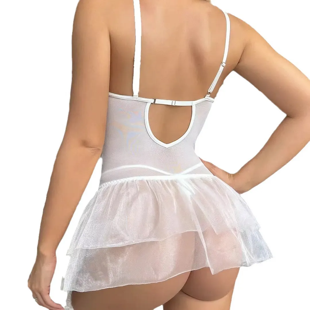 Churchf Lace Mesh Sexy Splicing Perspective Repair Woven With Lingerie Bra Set