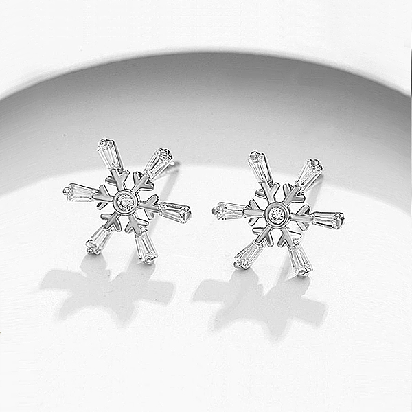 Christmas Silver Snowflake Diamond Earrings 2024 - Flycurvy 