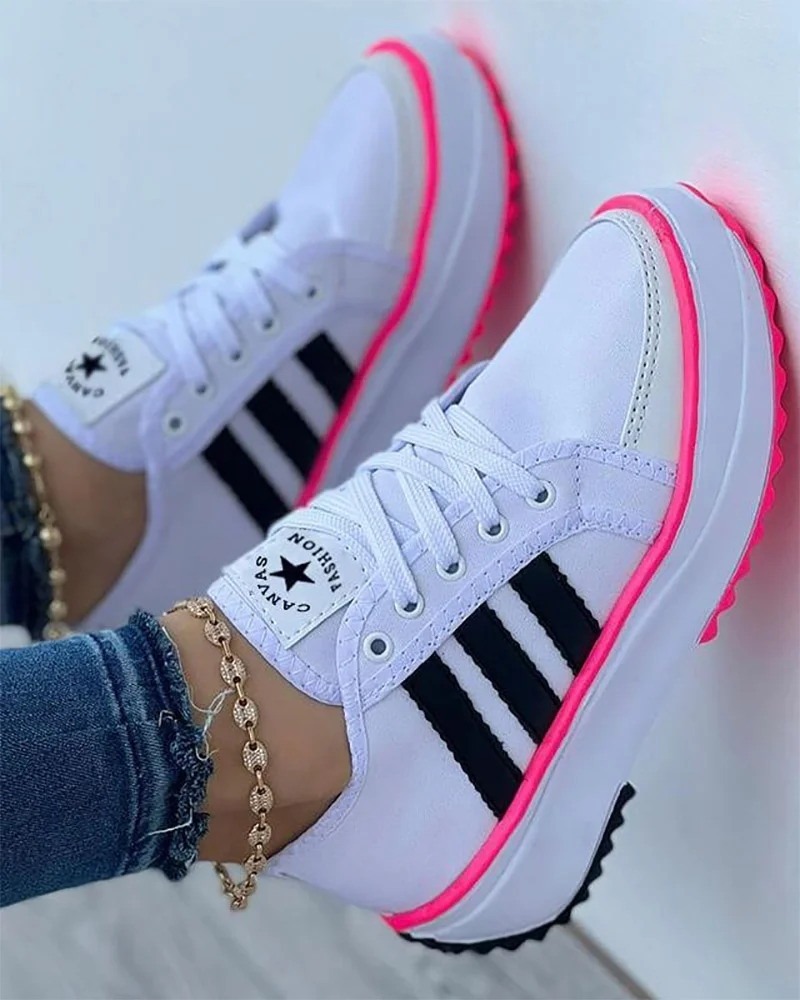 Lace-up Eyelet Colorblock Sneakers