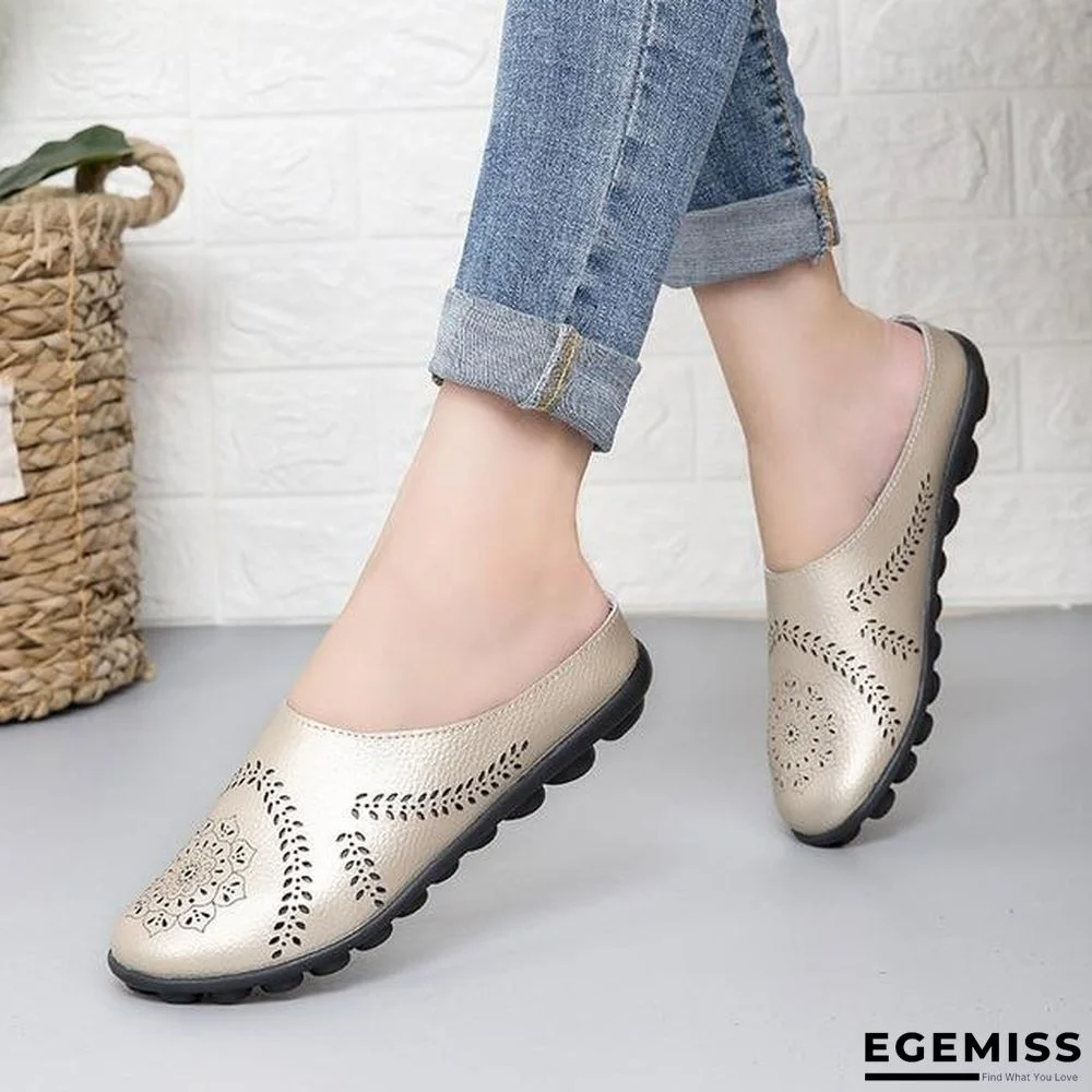 Cow Muscle Ballet Flower Print Women Genuine Leather Flats Loafer Shoes | EGEMISS