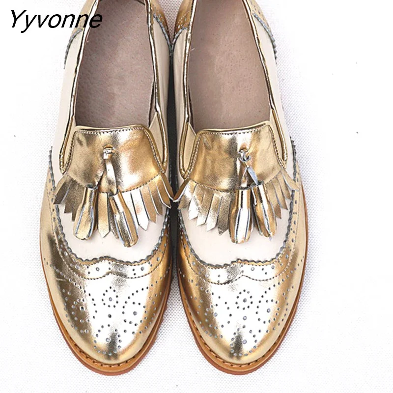 Yyvonne Women oxford Spring shoes genuine leather loafers for woman sneakers female oxfords ladies tassel single shoes 2023 summer shoes
