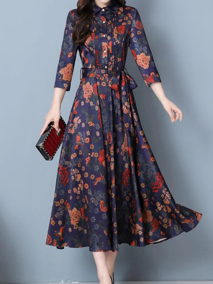 Fashion Acetate Satin Printed Dress