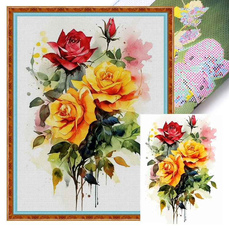 Yellow Roses (30*40cm) 11CT Stamped Cross Stitch gbfke