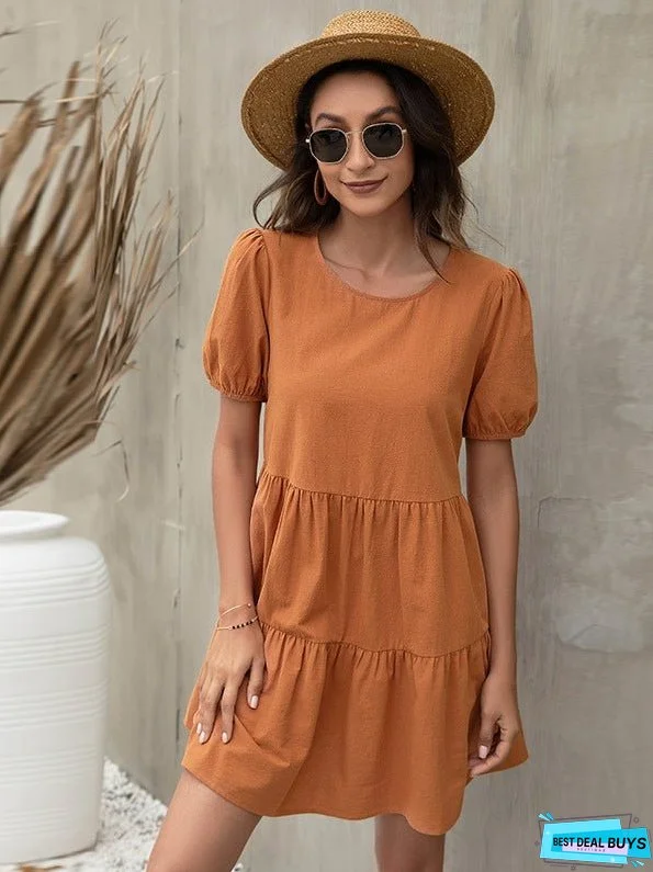 A-line Skirt Puff Sleeve European Dress