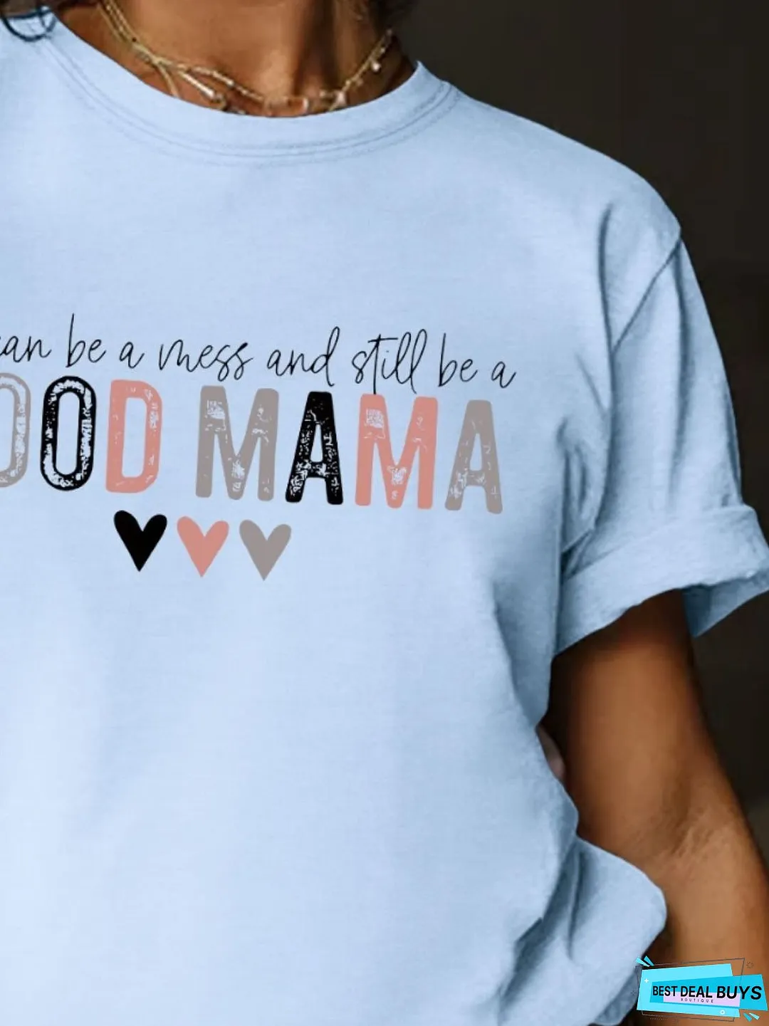 Full Size Letter Graphic Round Neck Short Sleeve T-Shirt