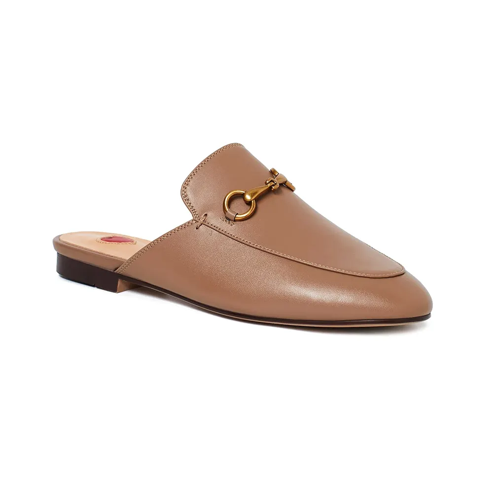 Red Heart Buckle Brown Mules Shoes-vocosishoes