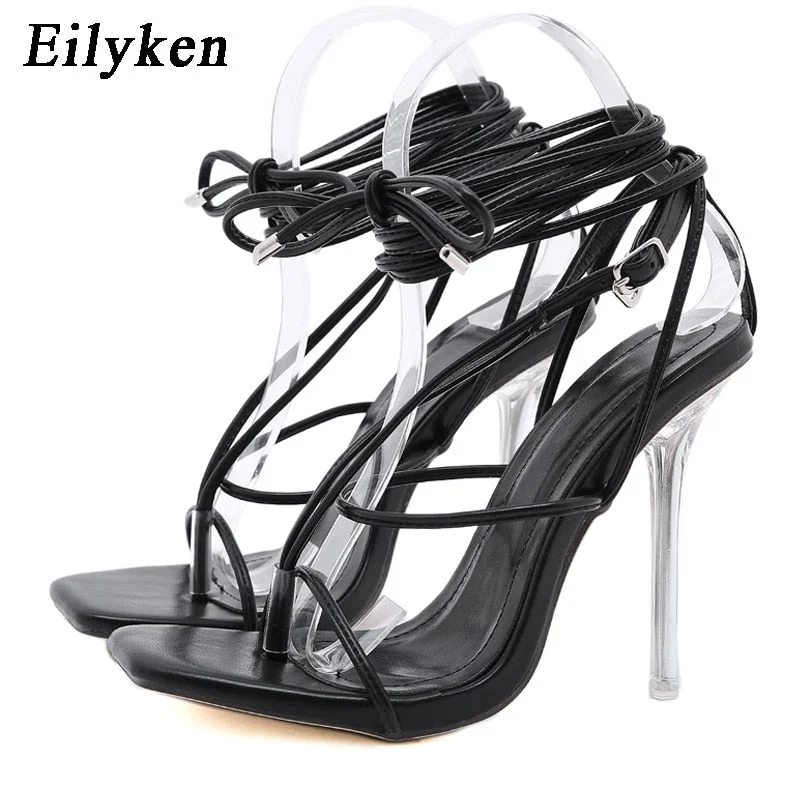 Eilyken Shoes Woman Sexy Elegant Ankle Strappy Party Shoes GoldenHigh Heels Wedding Shoes Open Toe Shoes Zapatos
