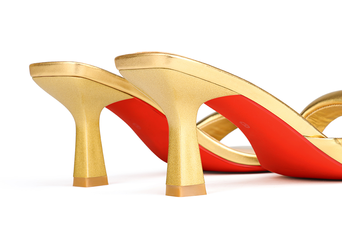 70mm Women's Special Heel Mule Sandals Square Toe Red Bottom Shoes  -vocosishoes