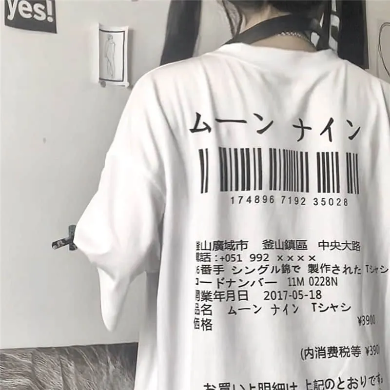Japanese Tshirt Women Streetwear Oversized T Shirt  White Harajuku Short Sleeves Tops Tee Hip Hop Gothic T-shirt 2021 Funny Punk