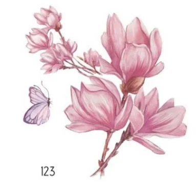 Temporary Tattoos Sticker for Women Body Art Tattoo Sticker 3D Butterfly Rose Flower Feather Tattoo Waterproof 6X6cm Gift