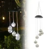 Carillon éolien en forme de boule de cristal solaire colorée