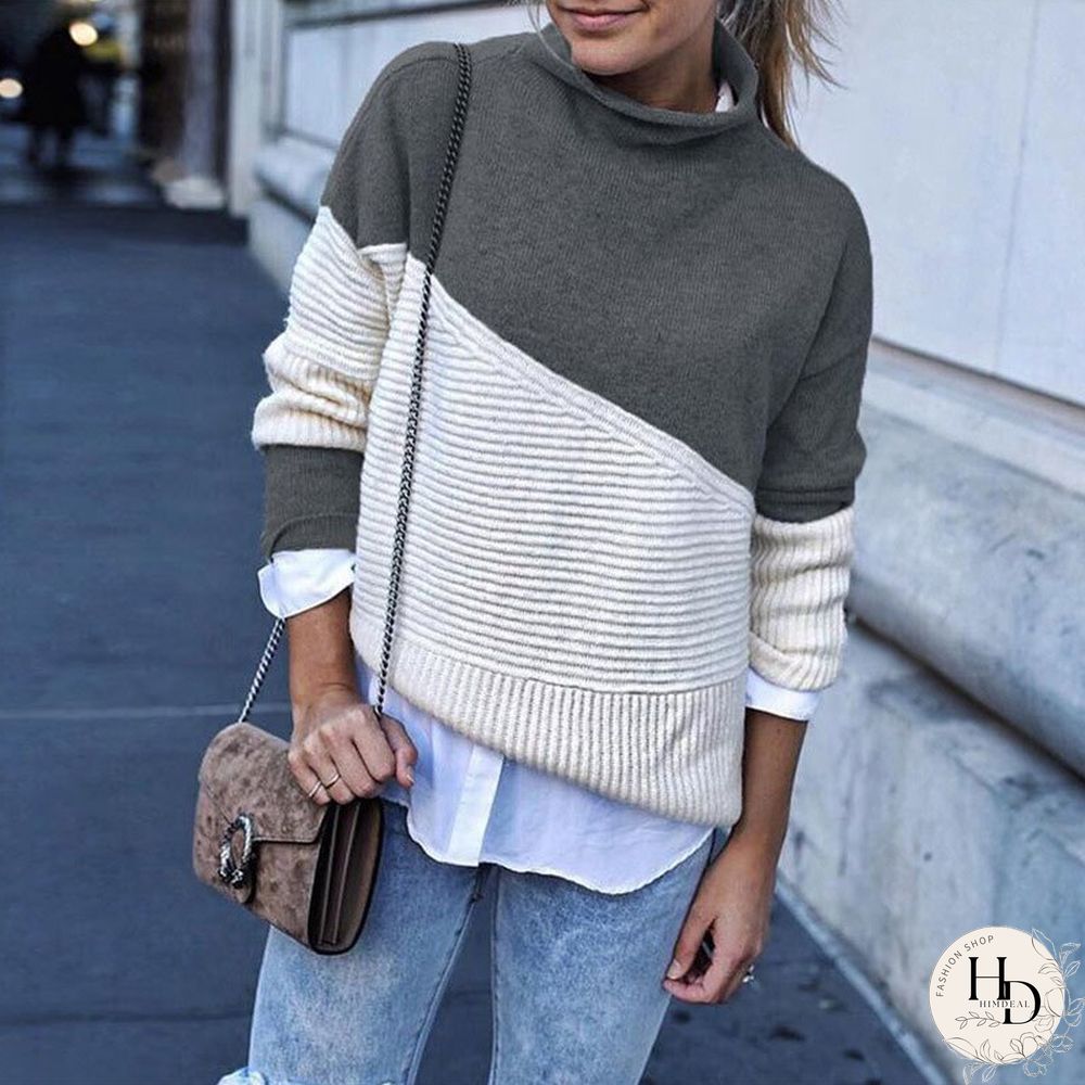 New Arrival Patchwork Turtleneck Pullover Women Knitwear Autumn Winter Sweaters And Pullovers Casual Knitted Jumper