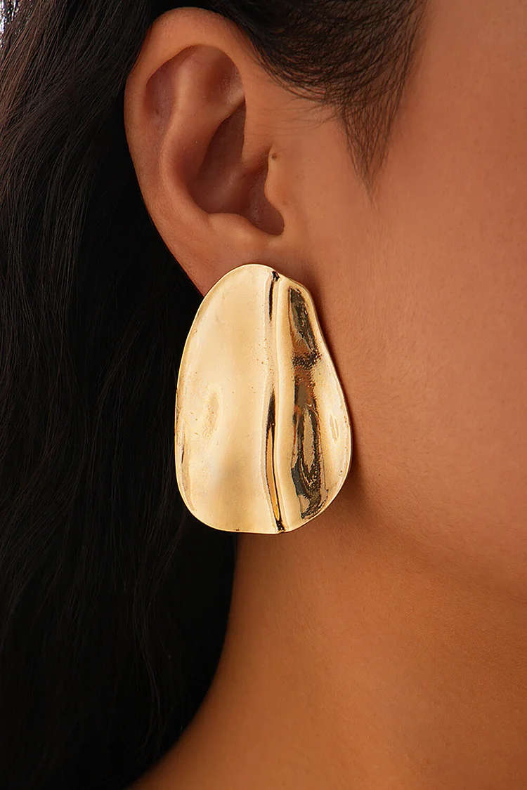 Half Flower Design Alloy Oversize Stud Earrings