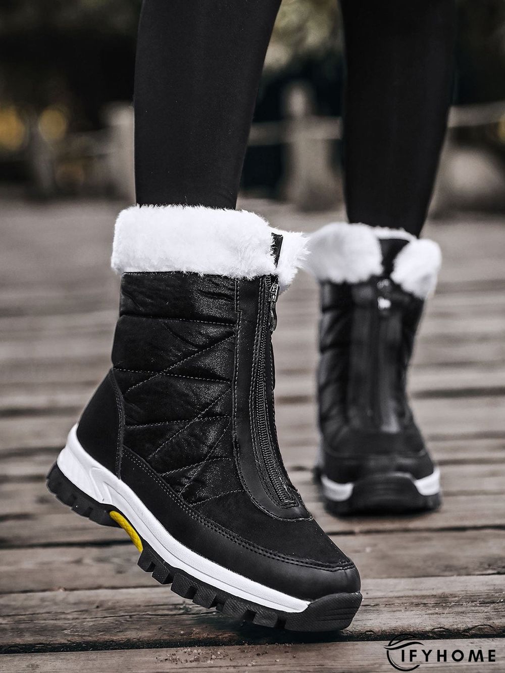 Winter Front Zip Thermal Lined Outdoor Snow Boots | IFYHOME