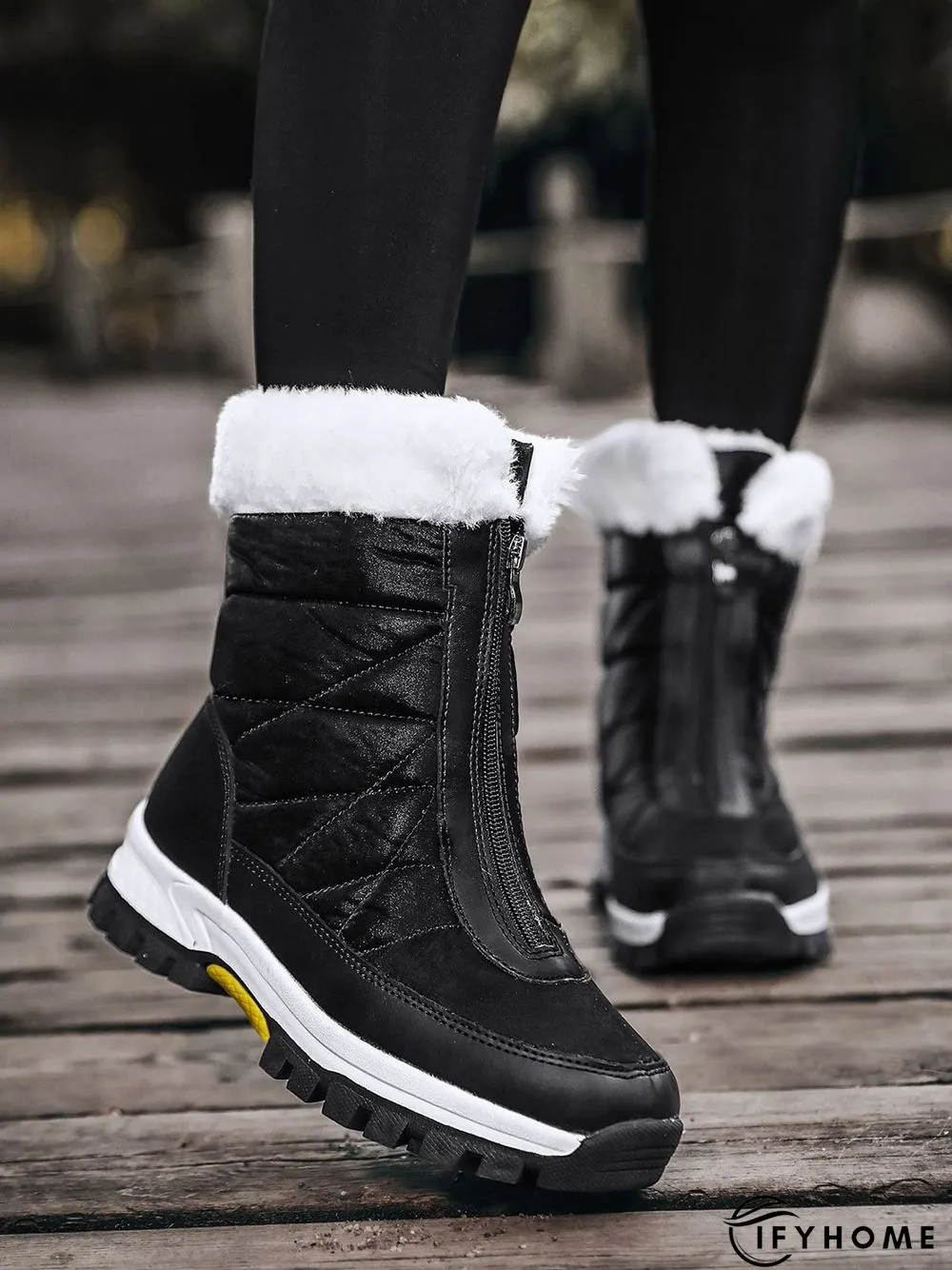 Winter Front Zip Thermal Lined Outdoor Snow Boots | IFYHOME