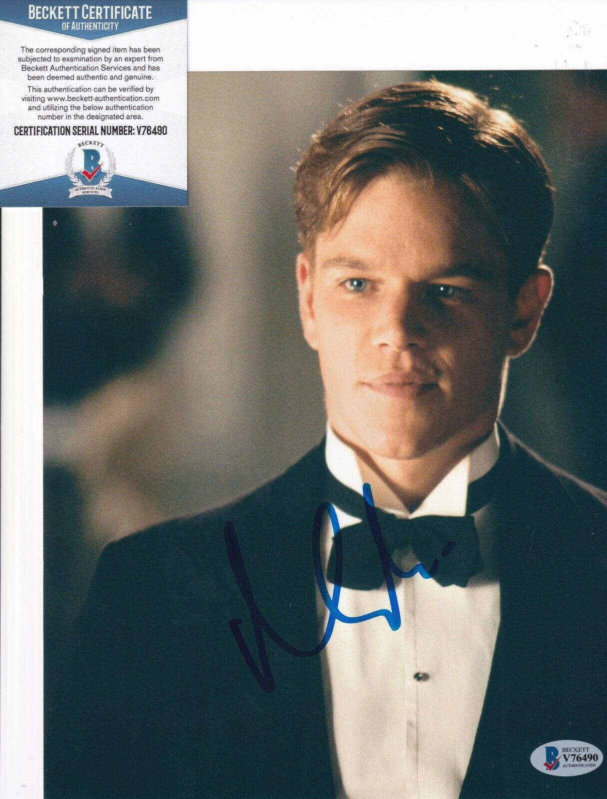 MATT DAMON signed (THE TALENTED MR RIPLEY) 8X10 movie Photo Poster painting BECKETT BAS V76490