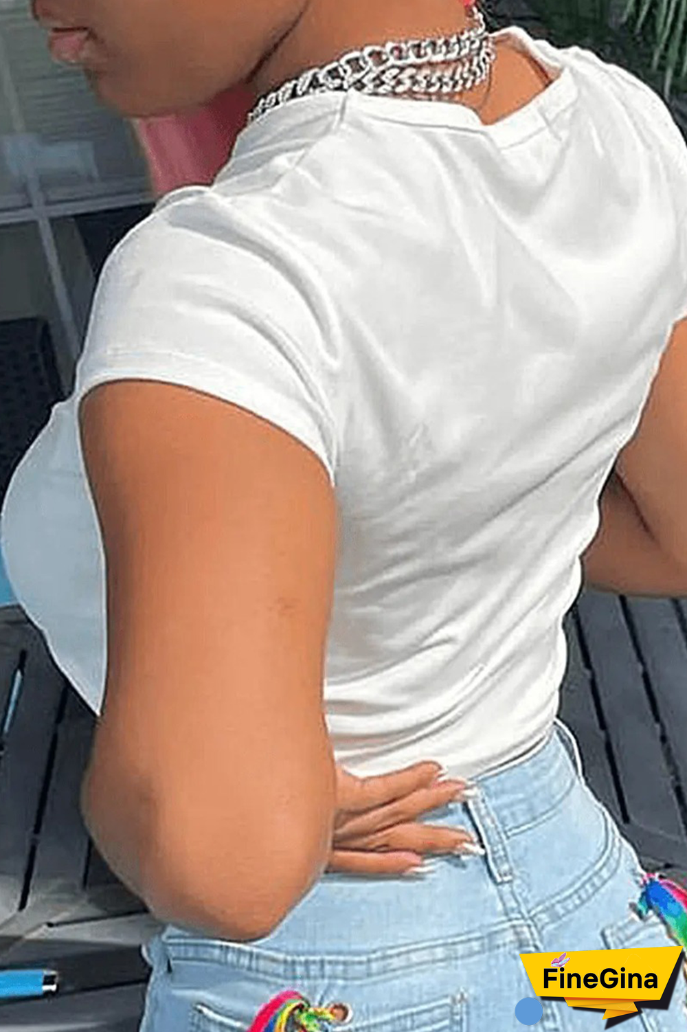 White Street Vintage Print Patchwork O Neck T-Shirts