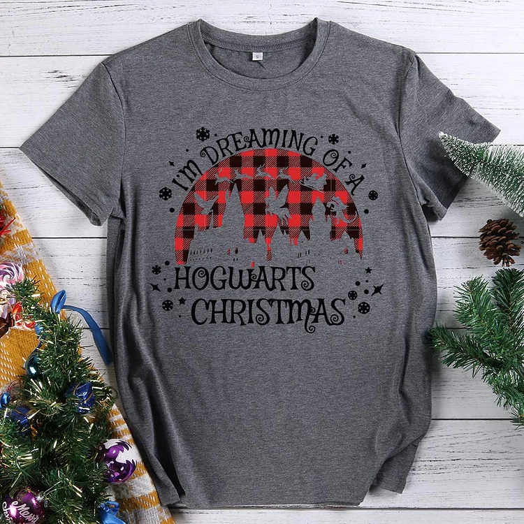 I Dream of a Hogwarts Christmas Round Neck T-shirt-0018606