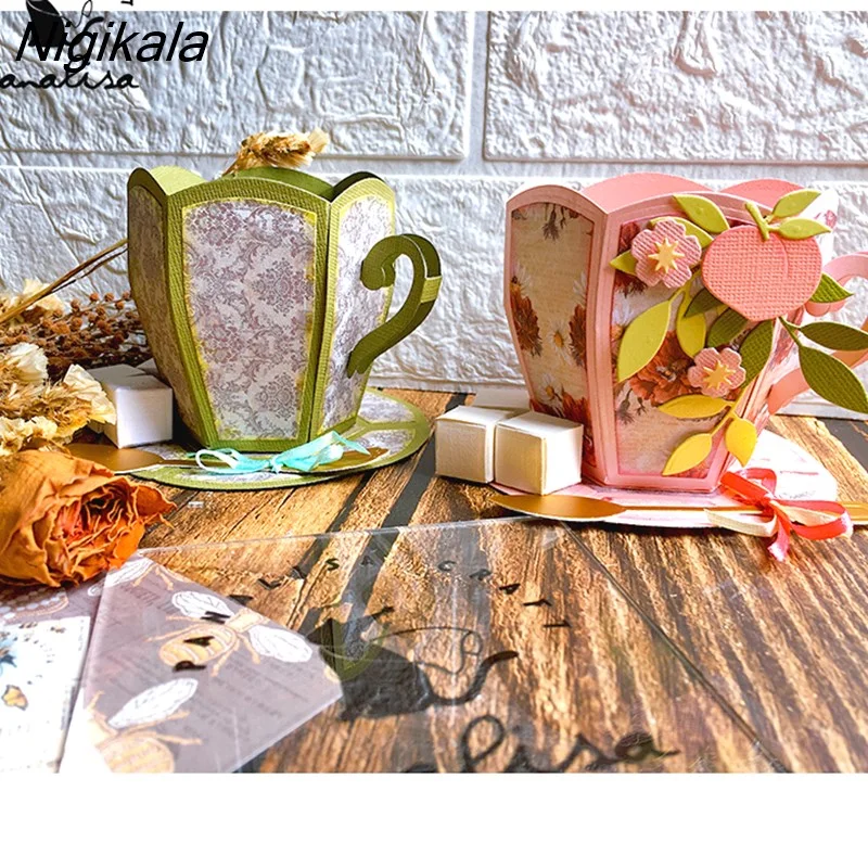 Nigikala Big Tea Cup Dies Metal Cutting Dies Stencils DIY Scrapbooking