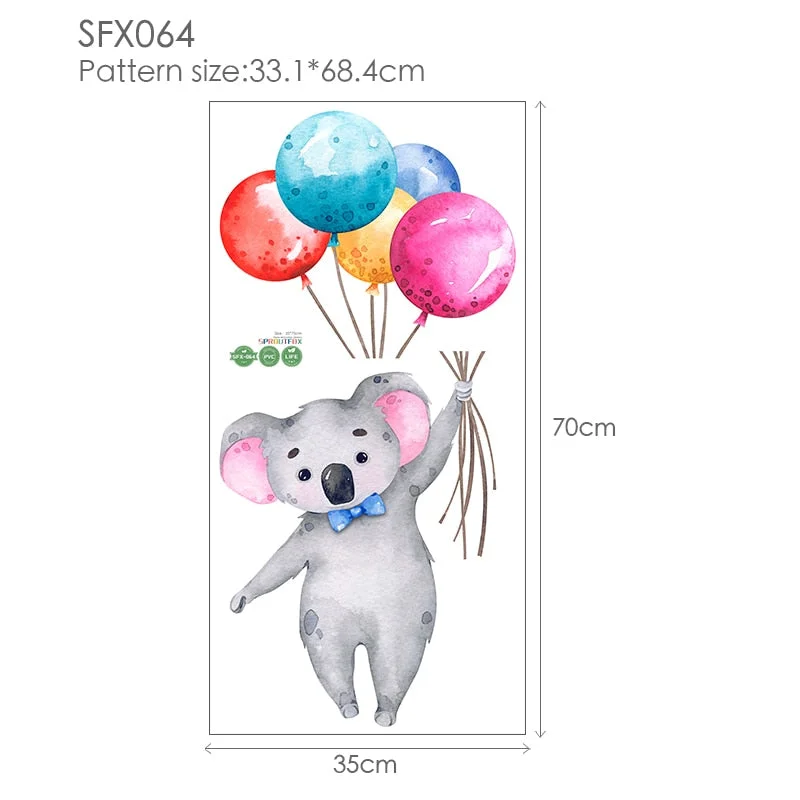 Animal Cartoon Wall Stickers For Kids Rooms Balloon Bunny Decorative 3D Wall Stickers For Children Rooms Large Kids Wall Decals