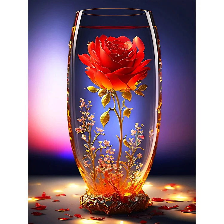 Roses In A Glass 40*50CM(Canvas) Full Round Drill Diamond Painting gbfke