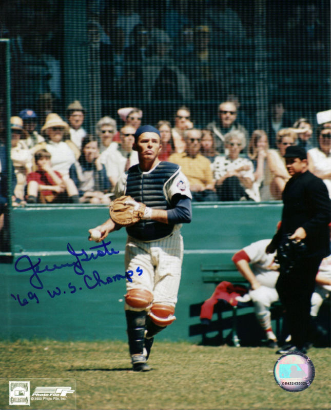 JERRY GROTE NEW YORK METS 1969 WORLD CHAMPS ACTION SIGNED 8x10