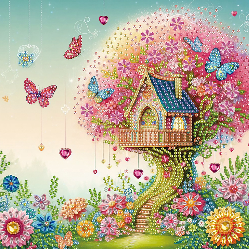 Flowers In The Woods 30*30cm(canvas) special shaped drill diamond painting