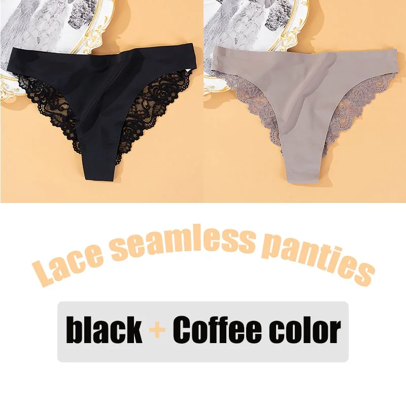 2PCS/Set Lace Panties Seamless Women's Underwear Soft Sexy Lingerie Intimate Hollow Out Underpants Comfortable Female Underwear
