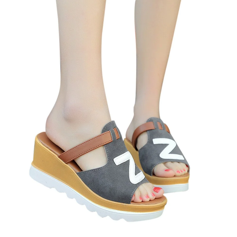 2021 Summer Slip On Women Wedges Sandals Platform Hip Hop Rock Fashion Open Toe Ladies Casual Shoes Comfortable Promotion Sale