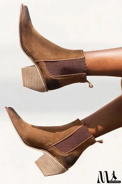MidiSono - Low Chunky Heel Ankle Booties