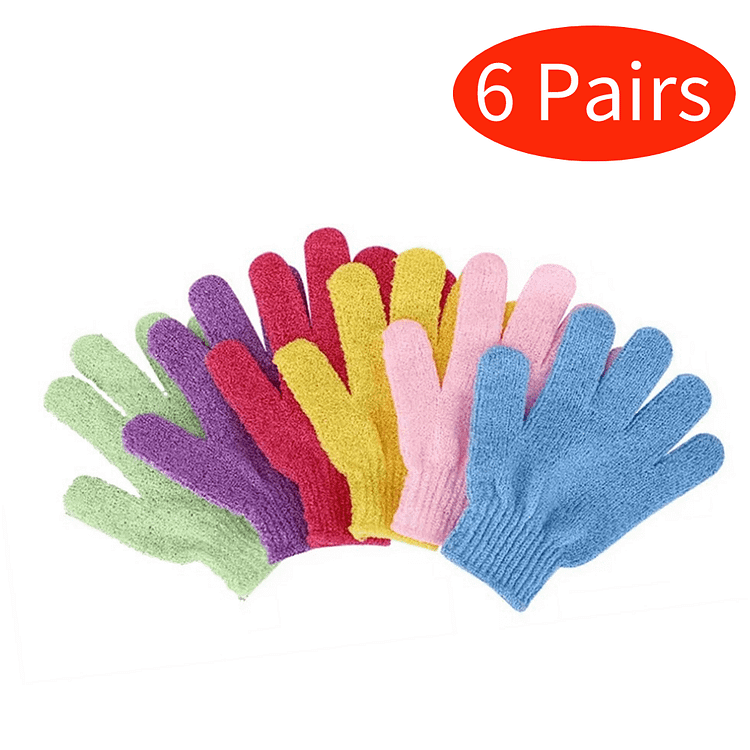 6Pairs Exfoliating Bath Gloves,6 Colors Double Sided Exfoliating Gloves for Beauty Spa Massage Skin Shower Scrubber Bathing Accessories