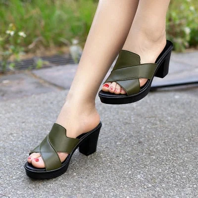 CARTOONH Women's Slippers Sandals 2022 Summer 7cm High Heels Women Shoes Woman Slippers Summer Sandals Casual Shoes