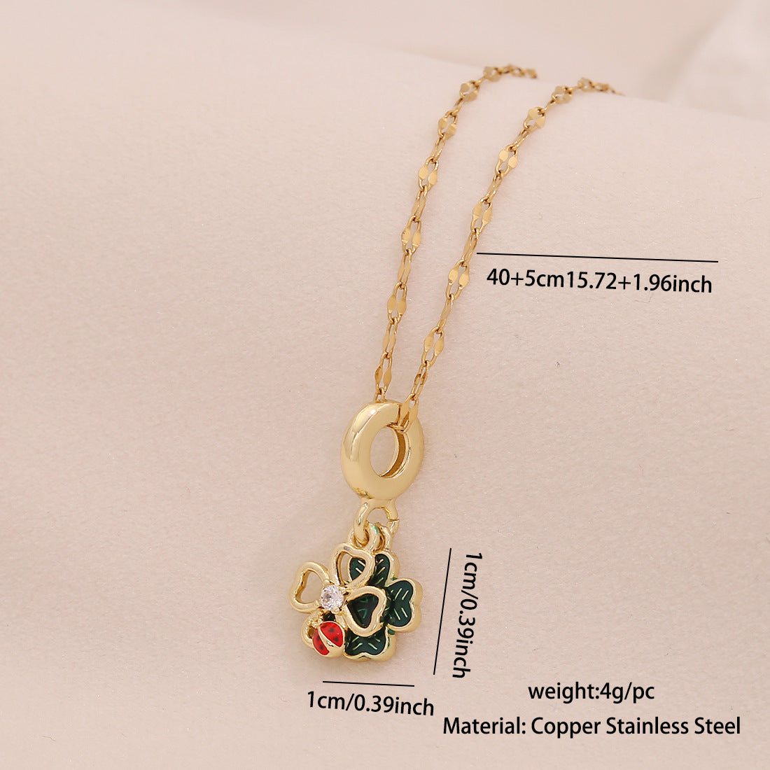 Diamond-Studded Four-Leaf Clover Pendant Color-Preserving Diy Necklace Fashion Love Daisy N1523