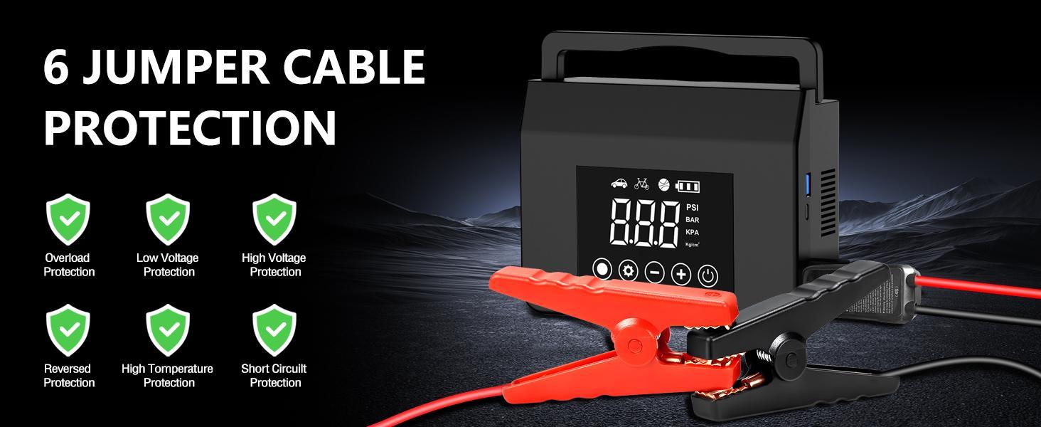 【Hieha】2026 All-Season Savior – 4000A Car Jump Starter with 150PSI Tire Inflator, 15000mAh Power Bank & LED Light, Reliable in -20°F, Compatible with Most Cars & Trucks, For All Driving Situations