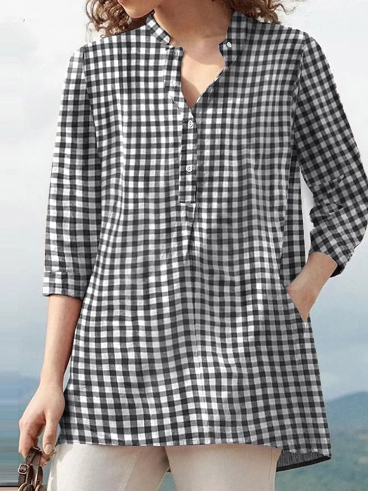 Casual asymmetric 3 / 4 sleeve basic shirt