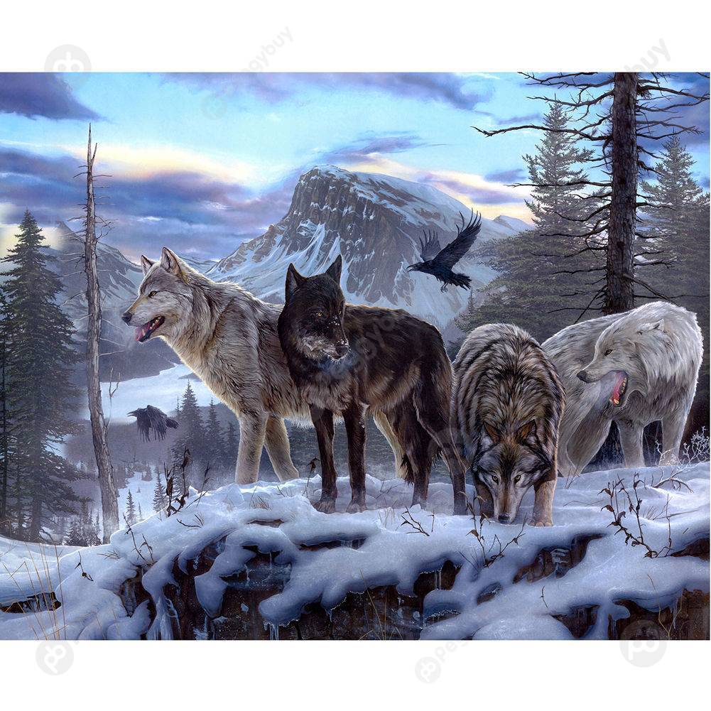 

25*20CM Round Drill Diamond Painting-Wolf, 501 Original