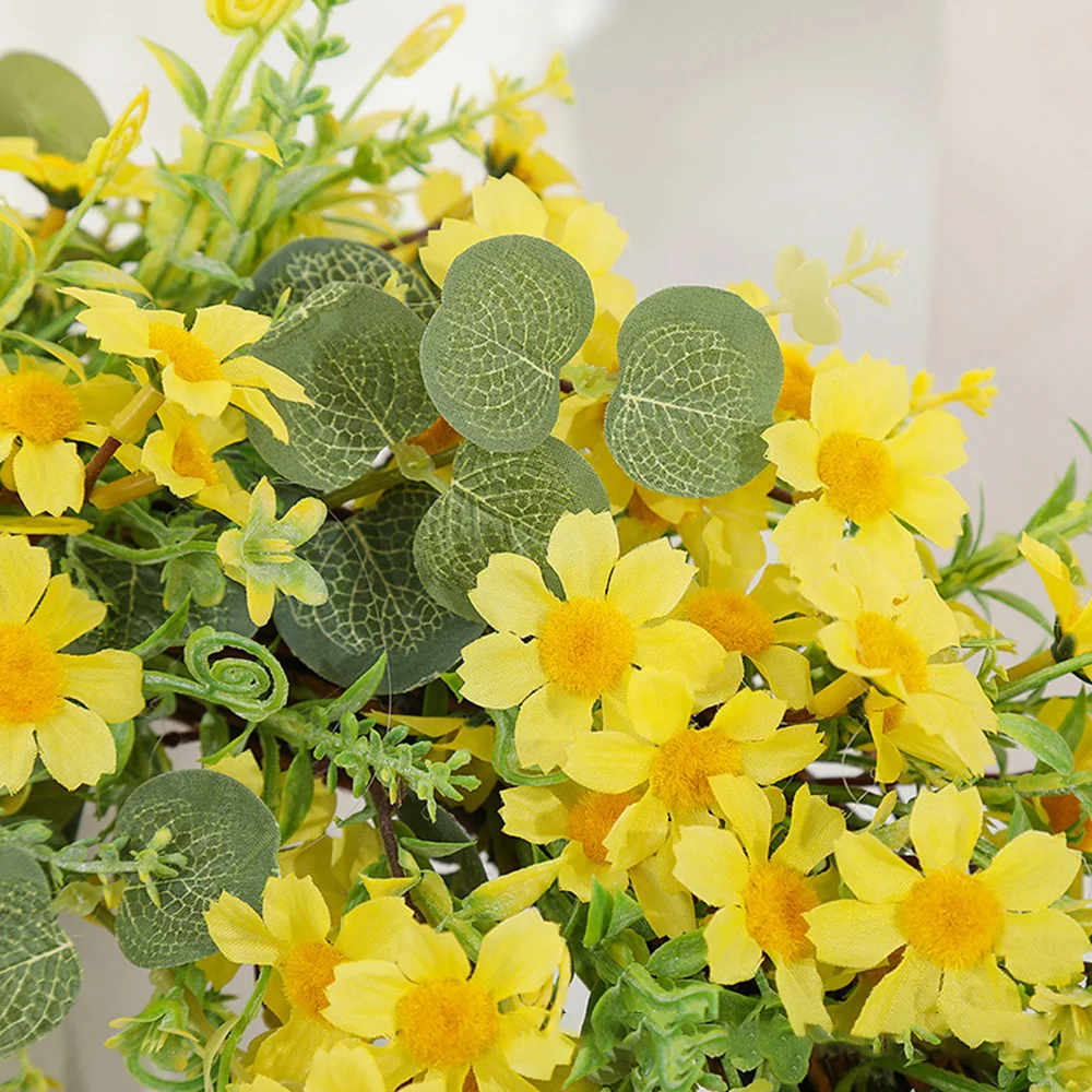 Spring natural rattan ring simulation winter jasmine wreath props decoration