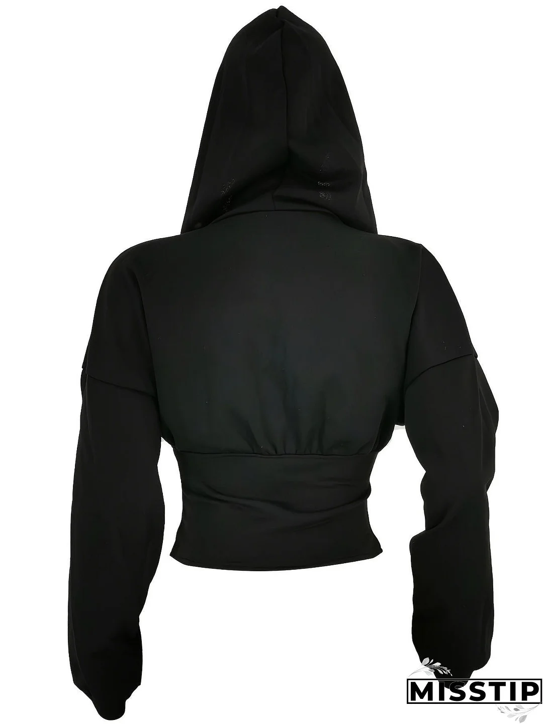 Zip Up Crop Hoodie, Long Sleeve Hoodies Sweatshirt, Casual Tops For Fall & Winter, Women's Clothing