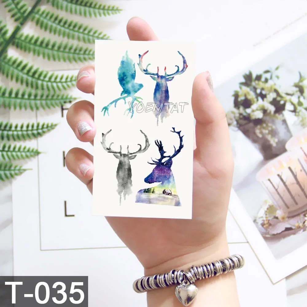 Waterproof Temporary Tattoo Sticker Cute Watercolor Cartoon Design Children Lamp Water Transfer Tatto Marine Man Girl Fake Tatoo