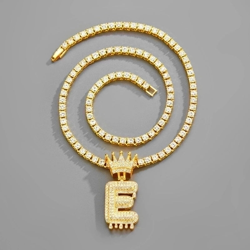 Hip-hop Letter Alloy Inlay Rhinestones Men’s Charms Necklace