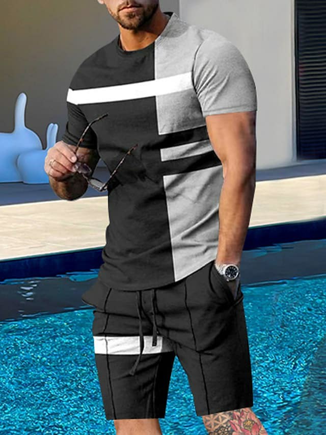 Men's Tracksuit Shorts and T Shirt Set