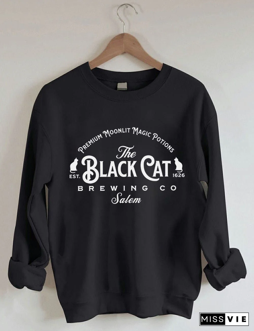 Women's Salem Massachusetts The Black Cat Brewing Co Salem Print Sweatshirt
